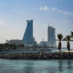 Explore the striking skyline and modern architecture of Jeddah Waterfront, Saudi Arabia's urban gem.