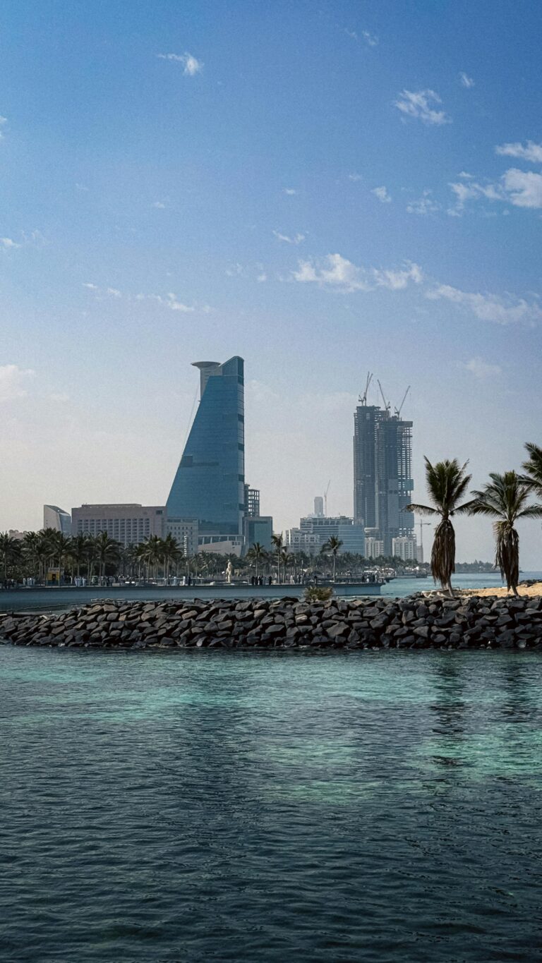Explore the striking skyline and modern architecture of Jeddah Waterfront, Saudi Arabia's urban gem.